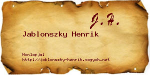Jablonszky Henrik névjegykártya